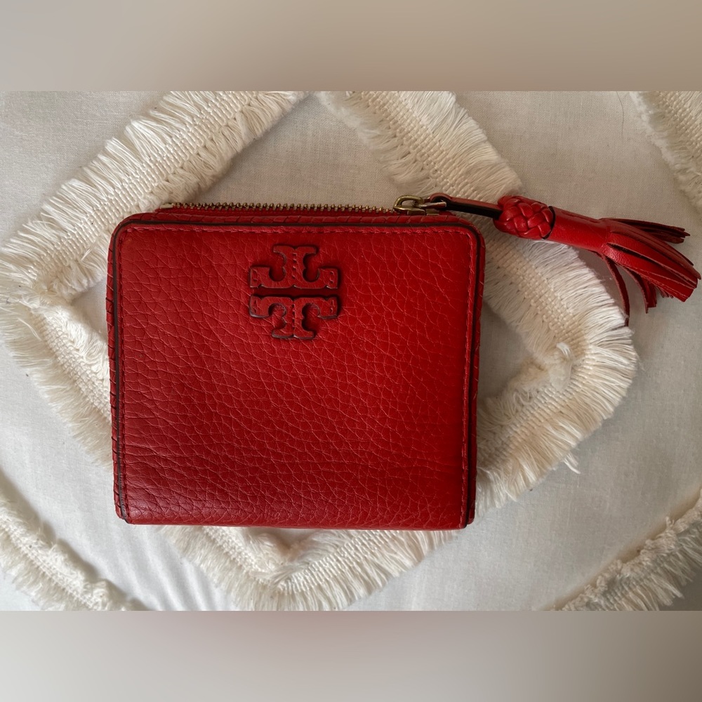 Tory Burch Taylor mini wallet in poppy orange